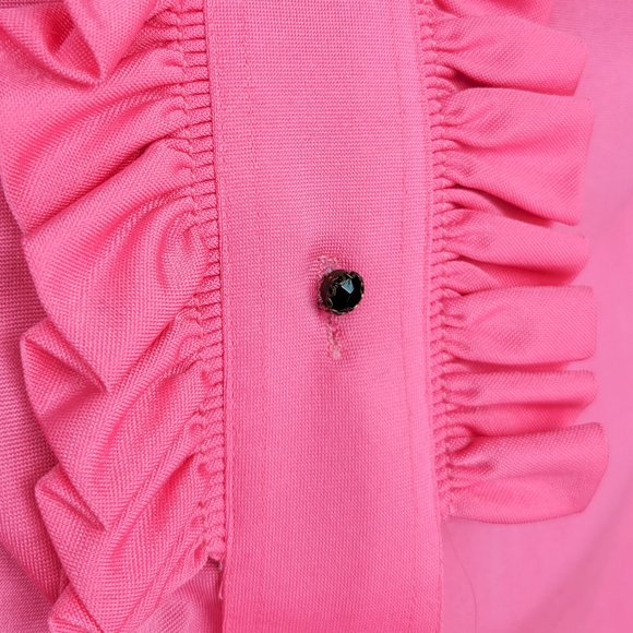 Vintage 1970s Pink Ruffled Tuxedo Blouse - Picture 9 of 10